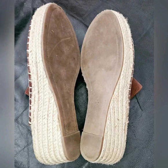 Banana Republic ESPADRILLE  WEDGE MULE Suede Brown Jute basket weave Sz 6.5 US - Picture 12 of 14